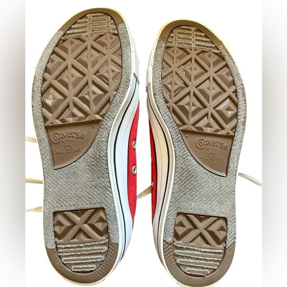Converse Red and White Canvas Sneakers with Rubber Toe Cap - Picture 5 of 6